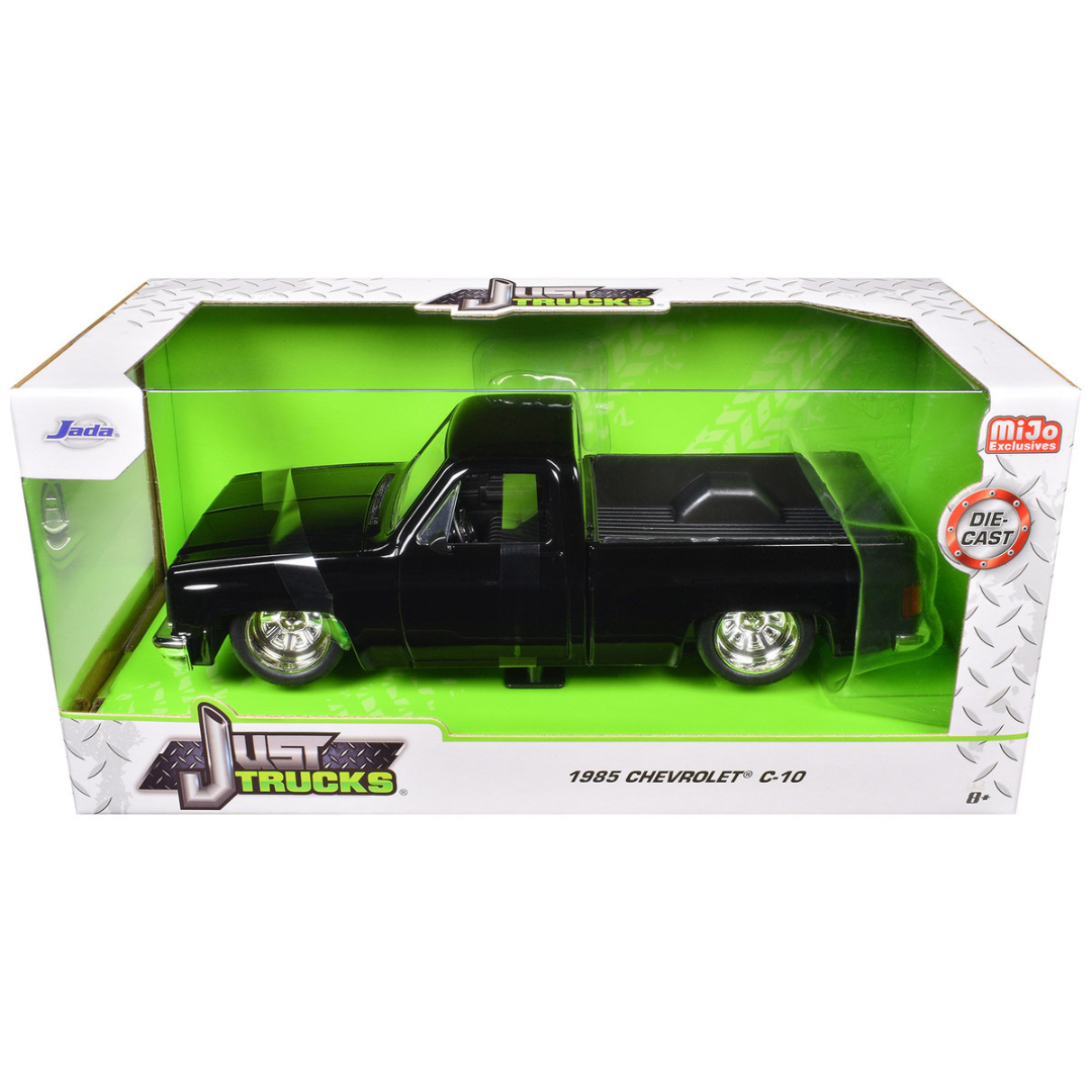 1985 Chevrolet C-10 Pickup Truck Black with Minilite Wheels "Just Trucks" Series 1/24 Diecast Model Car