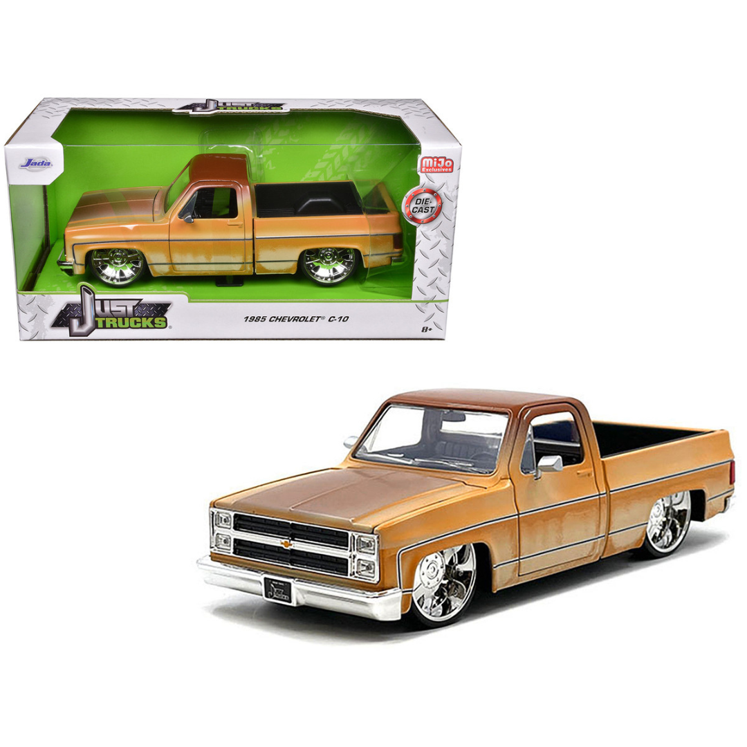 1985 Chevrolet C-10 Pickup Truck Yellow with Brown Top (Rusted) and JD3 Wheels "Just Trucks" Series 1/24 Diecast Model Car