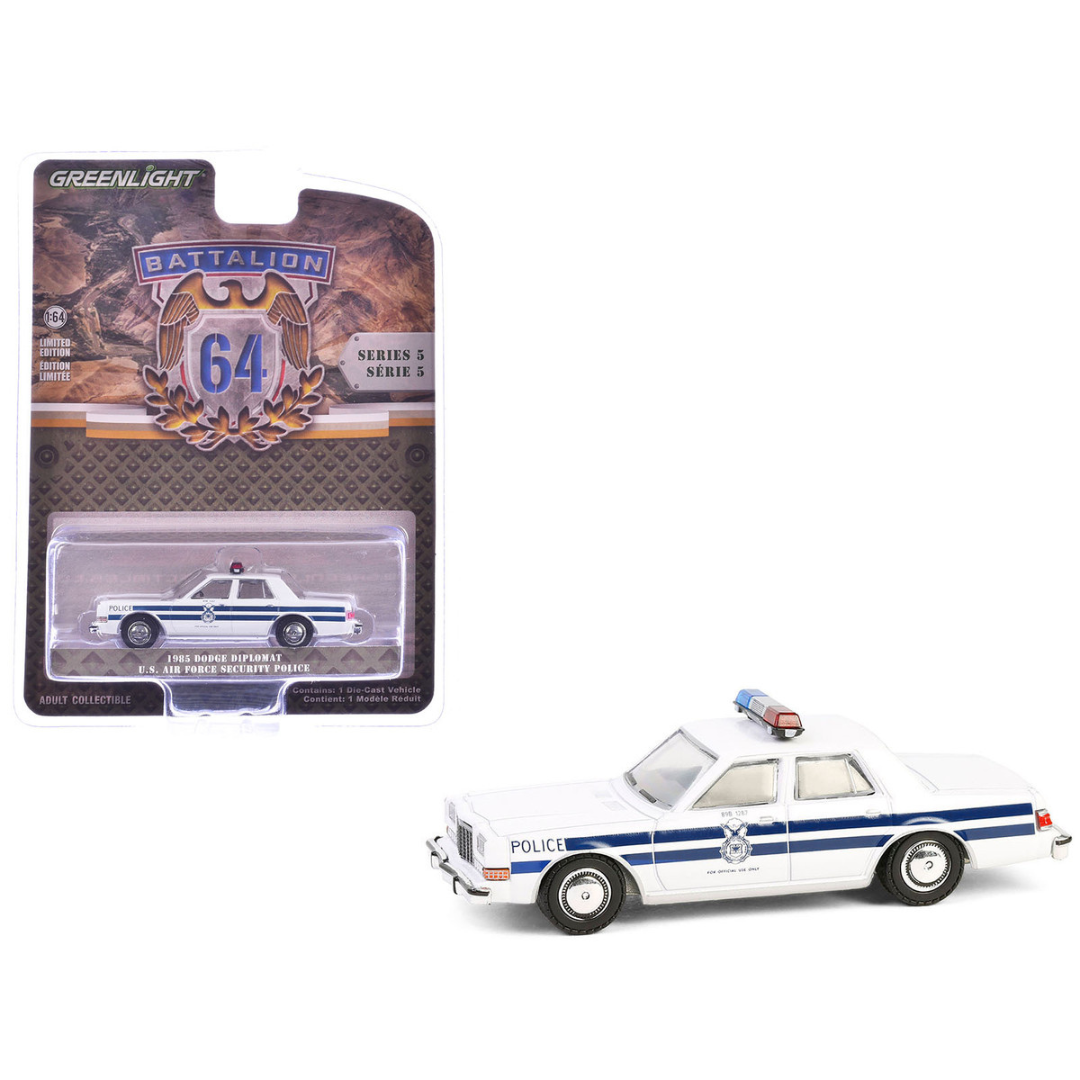 1985 Dodge Diplomat "U.S. Air Force Security Police" White with Blue Stripes "Battalion 64" Series 5 1/64 Diecast Model Car