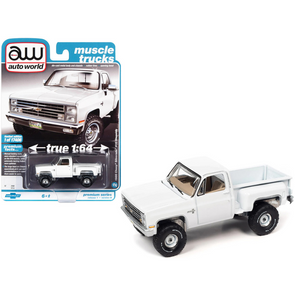 1986-chevrolet-silverado-k10-stepside-pickup-truck-white-muscle-trucks-1-64-diecast