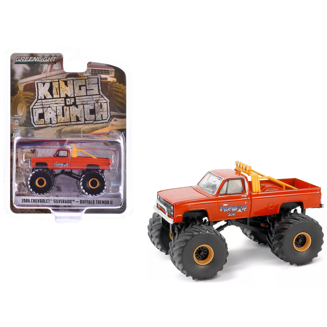 1986 Chevrolet Silverado Monster Truck Orange "Buffalo Tremor II" "Kings of Crunch" Series 15 1/64 Diecast Model Car