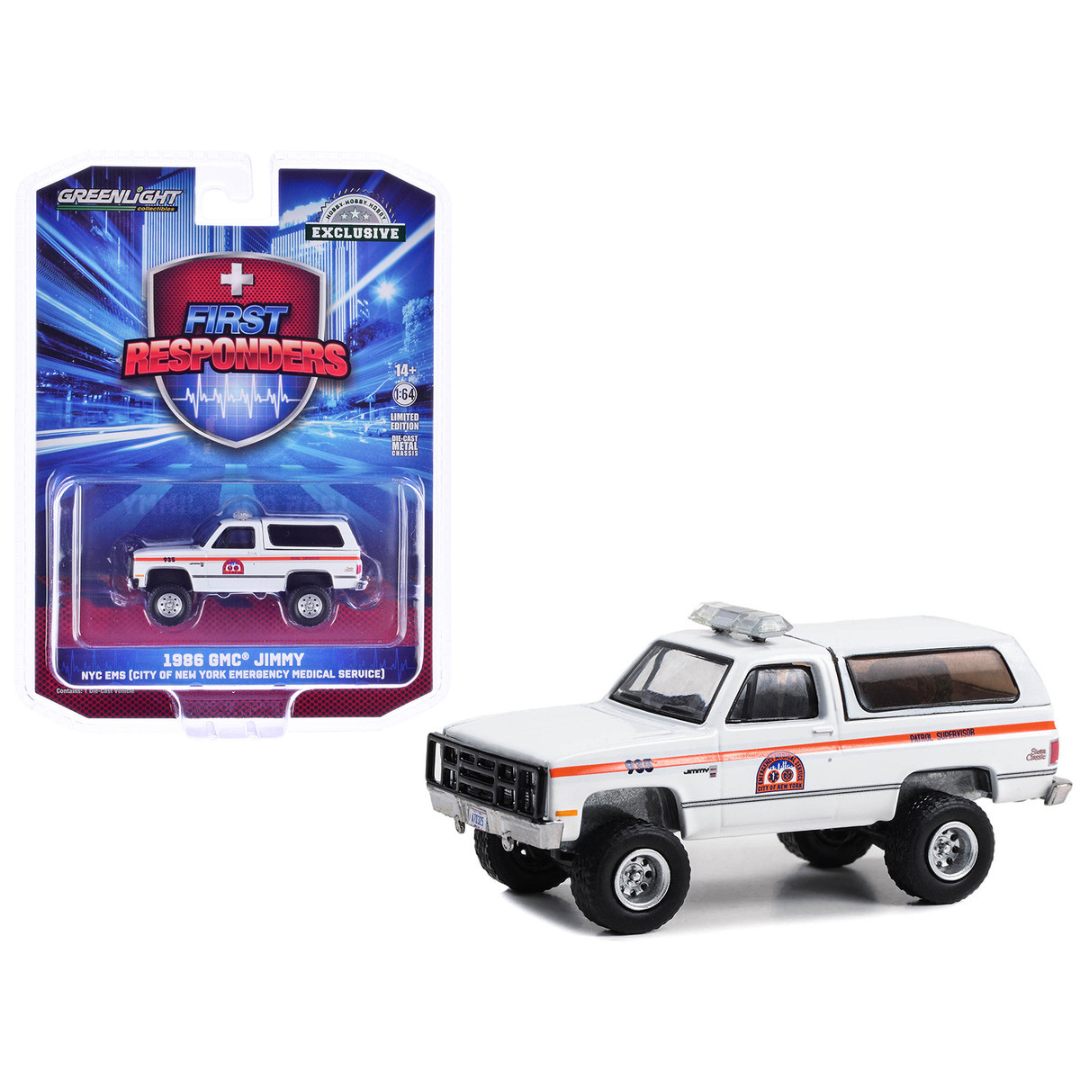 1986 GMC Jimmy White with Orange Stripes "NYC EMS (City of New York Emergency Medical Service) Patrol Supervisor" "First Responders - Hobby Exclusive" Series 1/64 Diecast Model Car