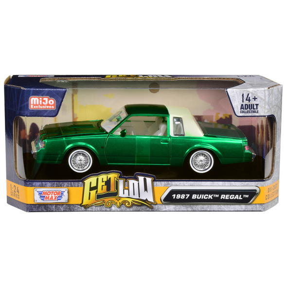 1987-buick-regal-green-metallic-1-24-diecast-model-car-by-motormax