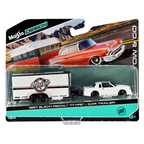 1987-buick-regal-t-type-and-enclosed-car-trailer-1-64-diecast-model-car-by-maisto