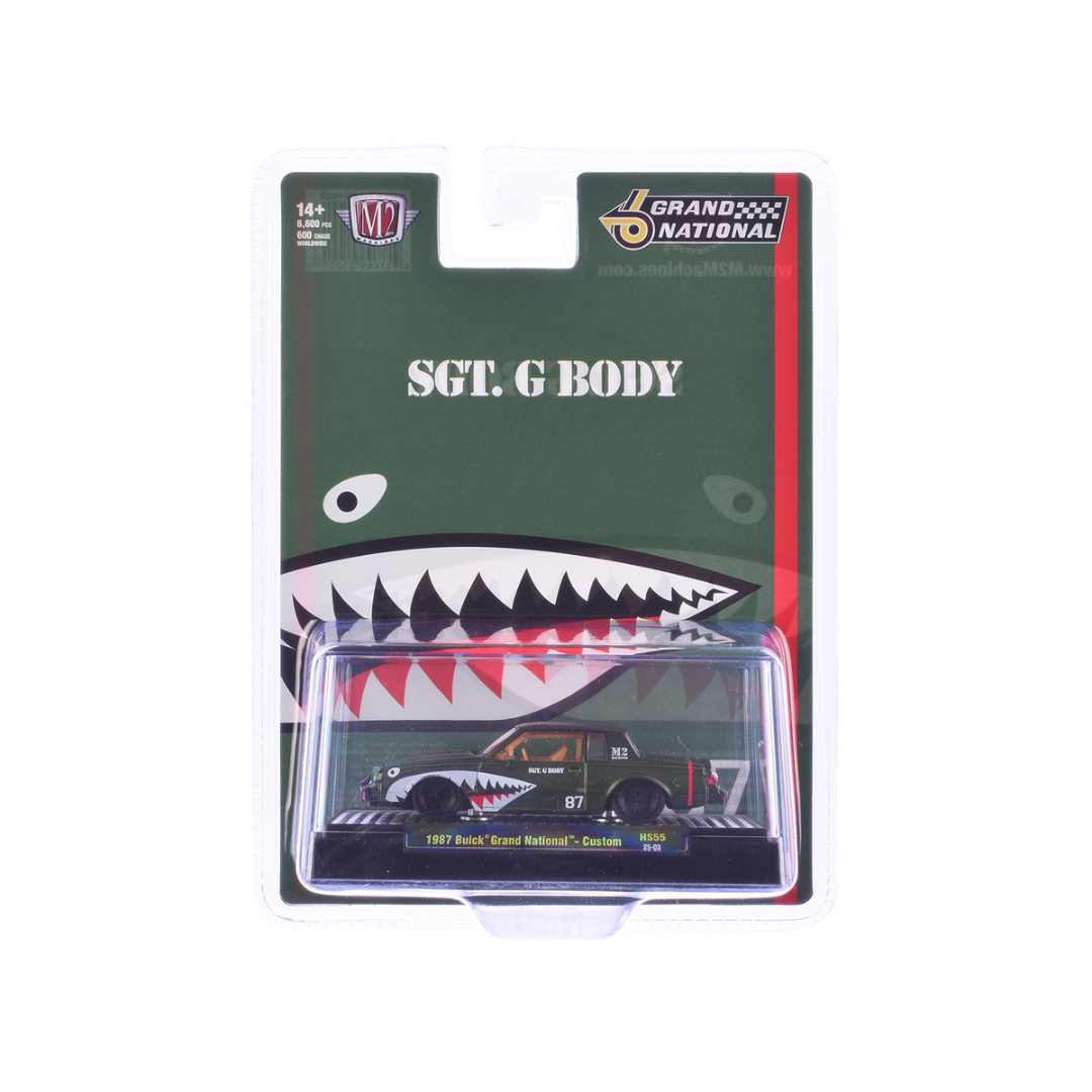 1987 Buick Grand National Custom Green Metallic with Shark Mouth Graphics "Sgt. G Body" Limited Edition 1/64 Diecast Model Car