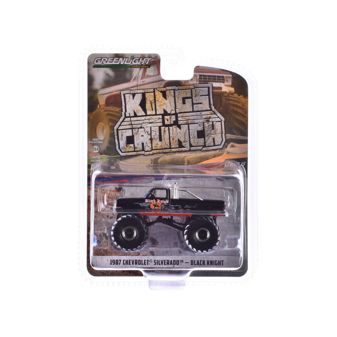 1987 Chevrolet Silverado Monster Truck Black "Black Knight" "Kings of Crunch" Series 15 1/64 Diecast Model Car