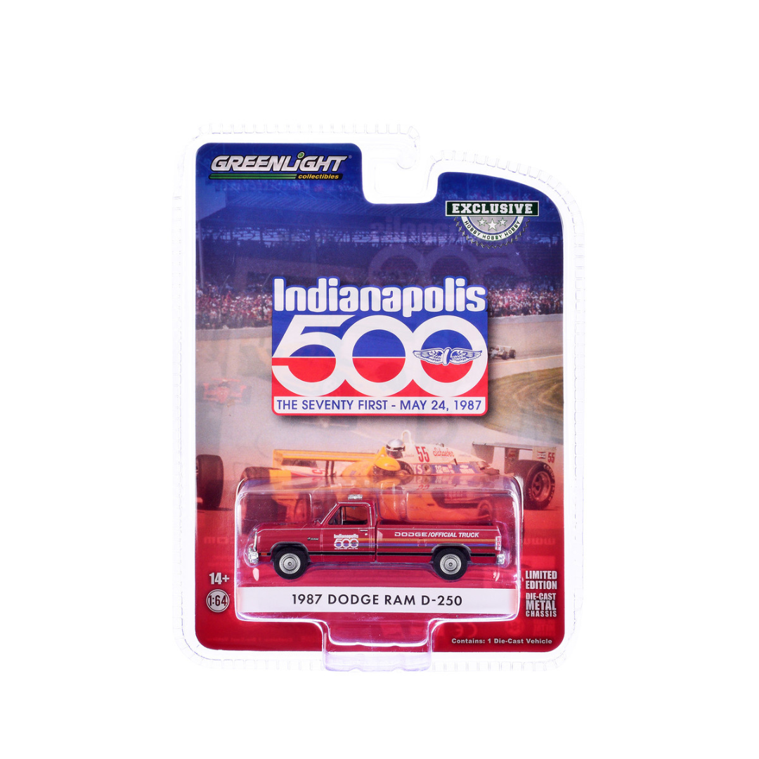 1987 Dodge Ram D-250 Pickup Truck "71st Annual Indianapolis 500 Mile Race Dodge Official Truck" Red with Stripes "Hobby Exclusive" Series 1/64 Diecast Model Car