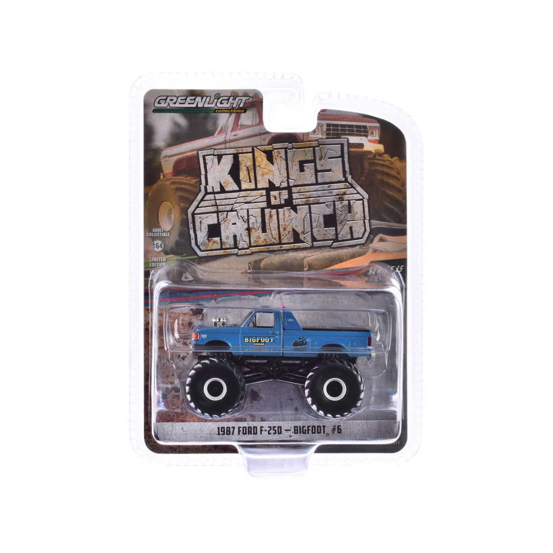 1987 Ford F-250 Monster Truck Blue Metallic "Bigfoot #6" "Kings of Crunch" Series 15 1/64 Diecast Model Car