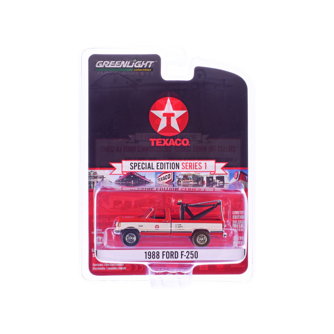 1988 Ford F-250 Tow Truck "Texaco" Red and White "Texaco Special Edition" Series 1 1/64 Diecast Model Car