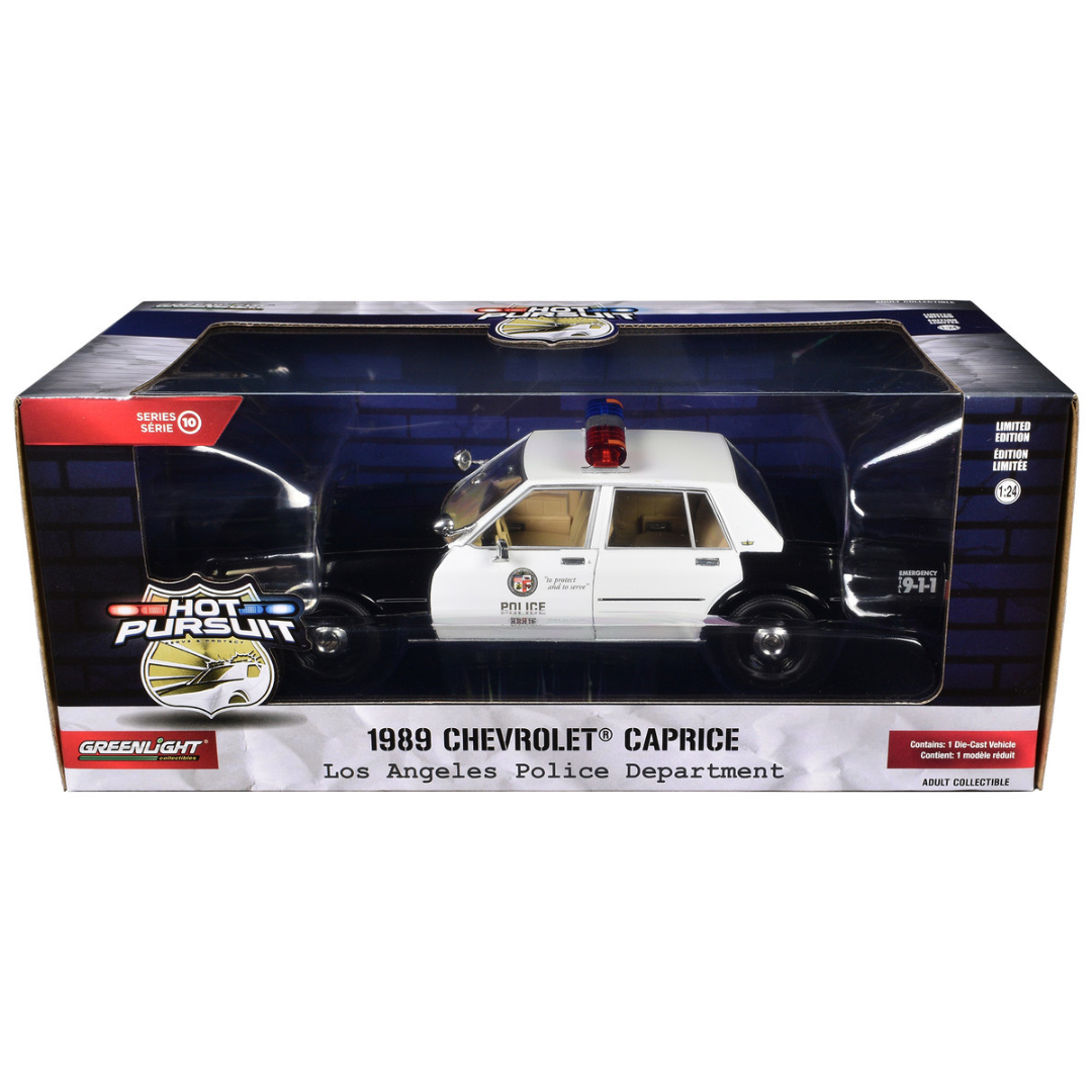 1989 Chevrolet Caprice Black and White "Los Angeles Police Department (LAPD)" "Hot Pursuit" Series 10 1/24 Diecast Model Car