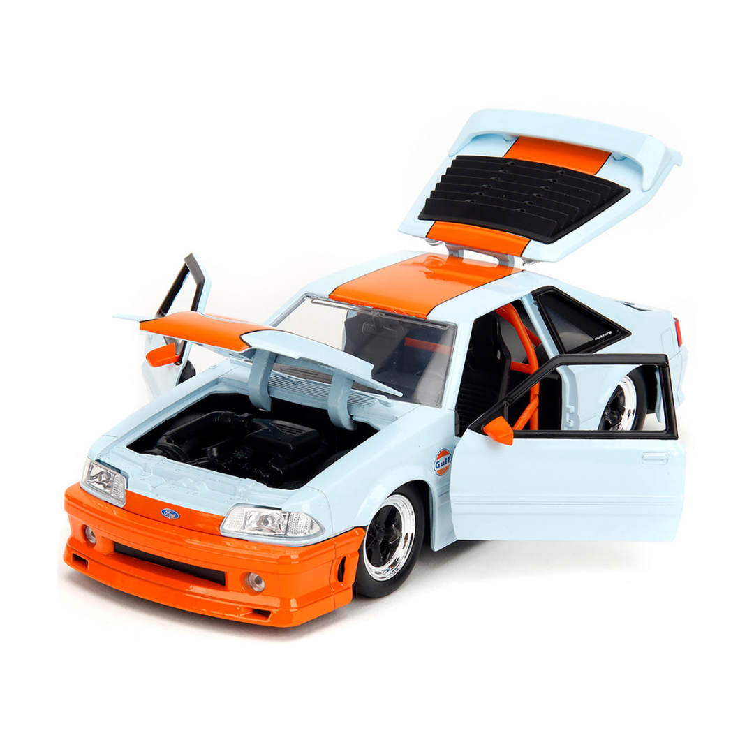 1989 Ford Mustang GT "Gulf Oil" Light Blue with Orange Stripe "Bigtime Muscle" Series 1/24 Diecast Model Car