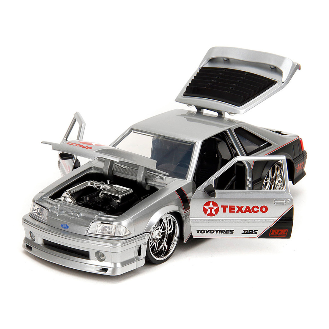 1989 Ford Mustang GT "Texaco" Silver Metallic and Matt Black "Bigtime Muscle" Series 1/24 Diecast Model Car