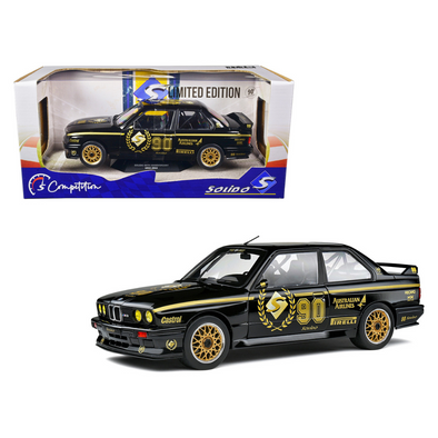 1990 BMW E30 M3 Black "Solido 90th Anniversary" Livery Limited Edition "Competition" Series 1/18 Diecast Model Car by Solido