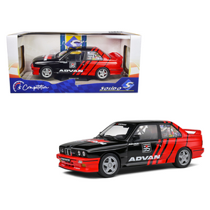 1990-bmw-e30-m3-black-and-red-with-graphics-advan-drift-team-competition-series-1-18-diecast-model-car-by-solido
