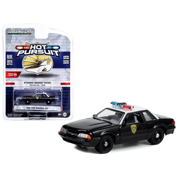1990 Ford Mustang SSP Black and White "Wyoming Highway Patrol" 1/64 Diecast