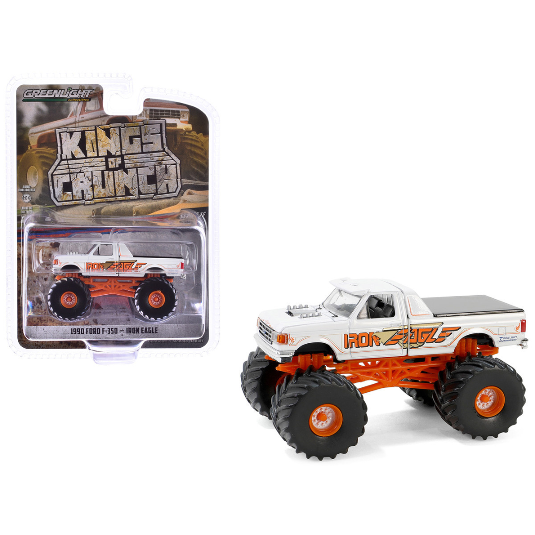 1990 Ford F-350 Monster Truck White "Iron Eagle" "Kings of Crunch" Series 15 1/64 Diecast Model Car