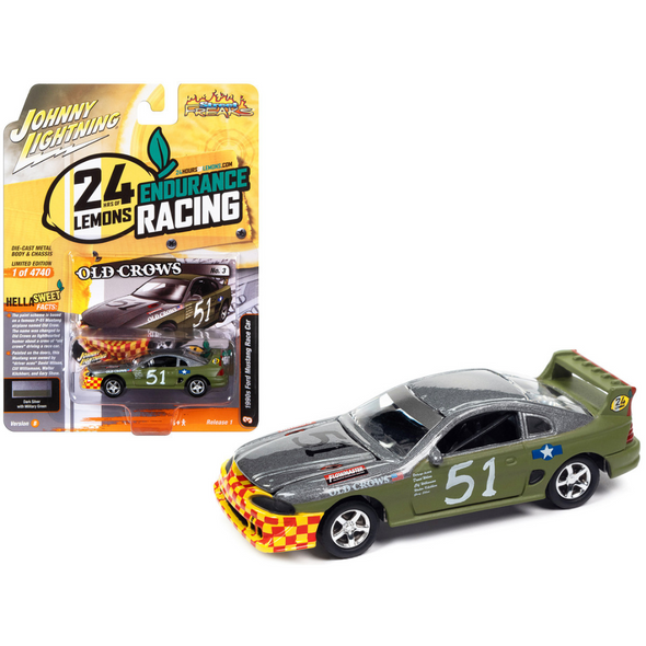1990s-ford-mustang-race-car-51-military-green-and-dark-silver-metallic-1-64-diecast