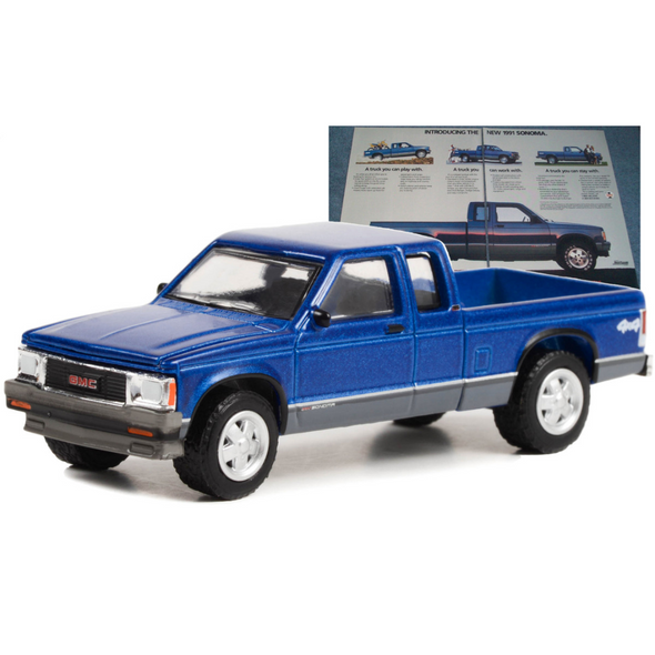 1991-gmc-sonoma-pickup-truck-vintage-ad-cars-1-64-diecast-model-car-by-greenlight