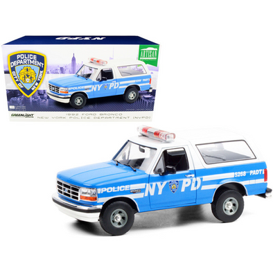 1992 Ford Bronco Police Car "New York Police Department (NYPD)" 1/18 Diecast Model Car by Greenlight