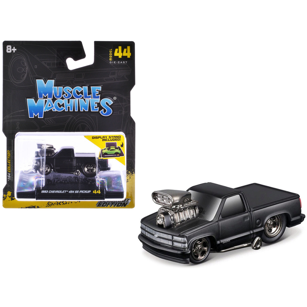 1993 Chevrolet 454 SS Pickup Truck Matt Black "Blackout Edition" 1/64 Diecast Model