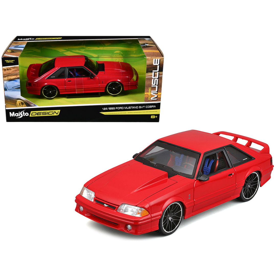 1993 Ford Mustang SVT Cobra Red "Classic Muscle" "Maisto Design" Series 1/24 Diecast Model Car