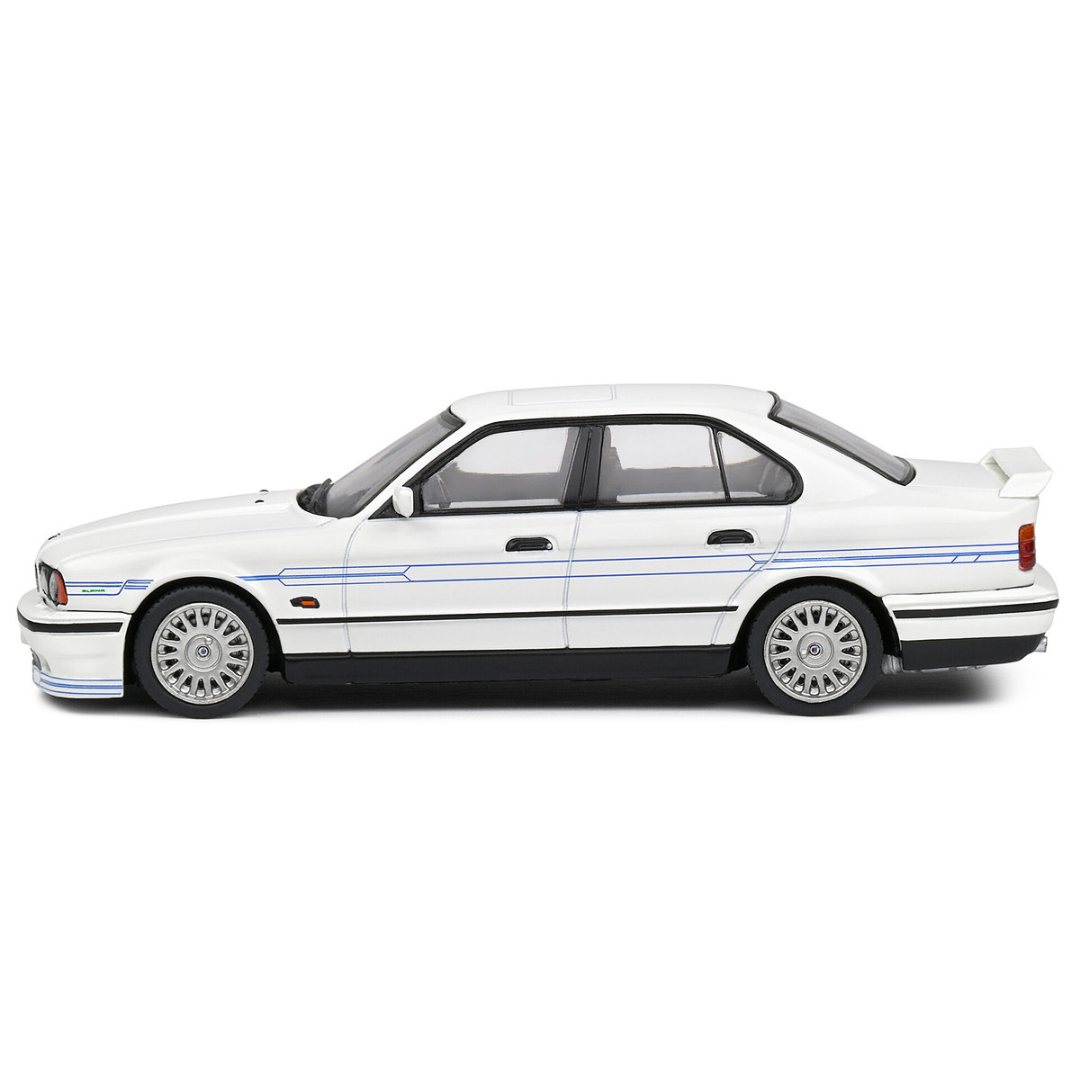 1994 BMW E34 Alpina B10 BiTurbo White with Blue Stripes 1/43 Diecast Model Car