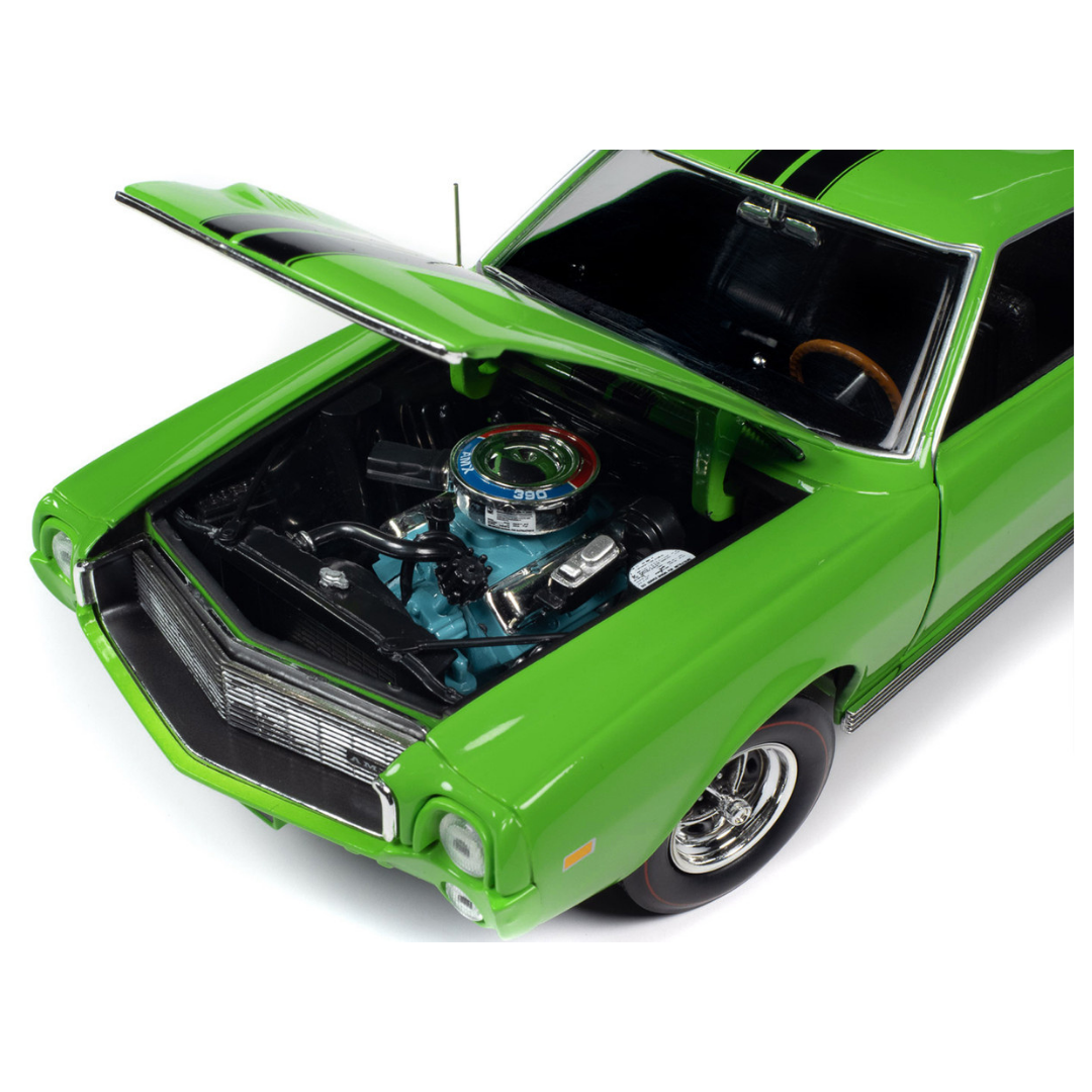 1969-amc-amx-big-bad-lime-green-with-black-stripes-muscle-car-corvette-nationals-mcacn-american-muscle-series-1-18-diecast-model-car-by-auto-world