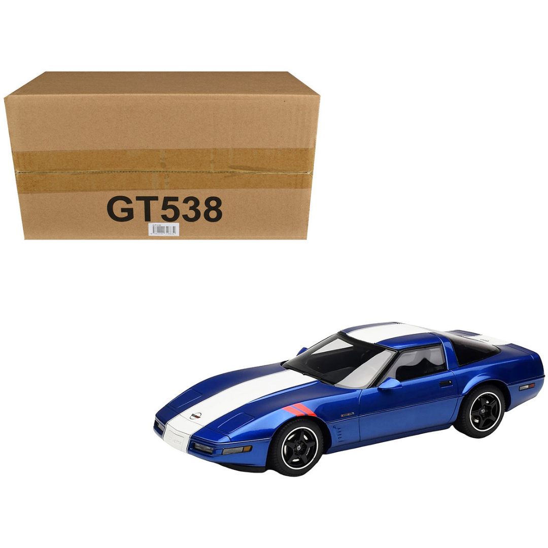 1996 Chevrolet Corvette C4 Grand Sport Blue Metallic with White Stripe 1/18 Model Car