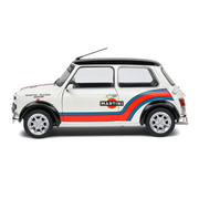 1998-mini-cooper-sport-white-metallic-with-black-top-and-stripes-martini-racing-1-18-diecast-model-car-by-solido