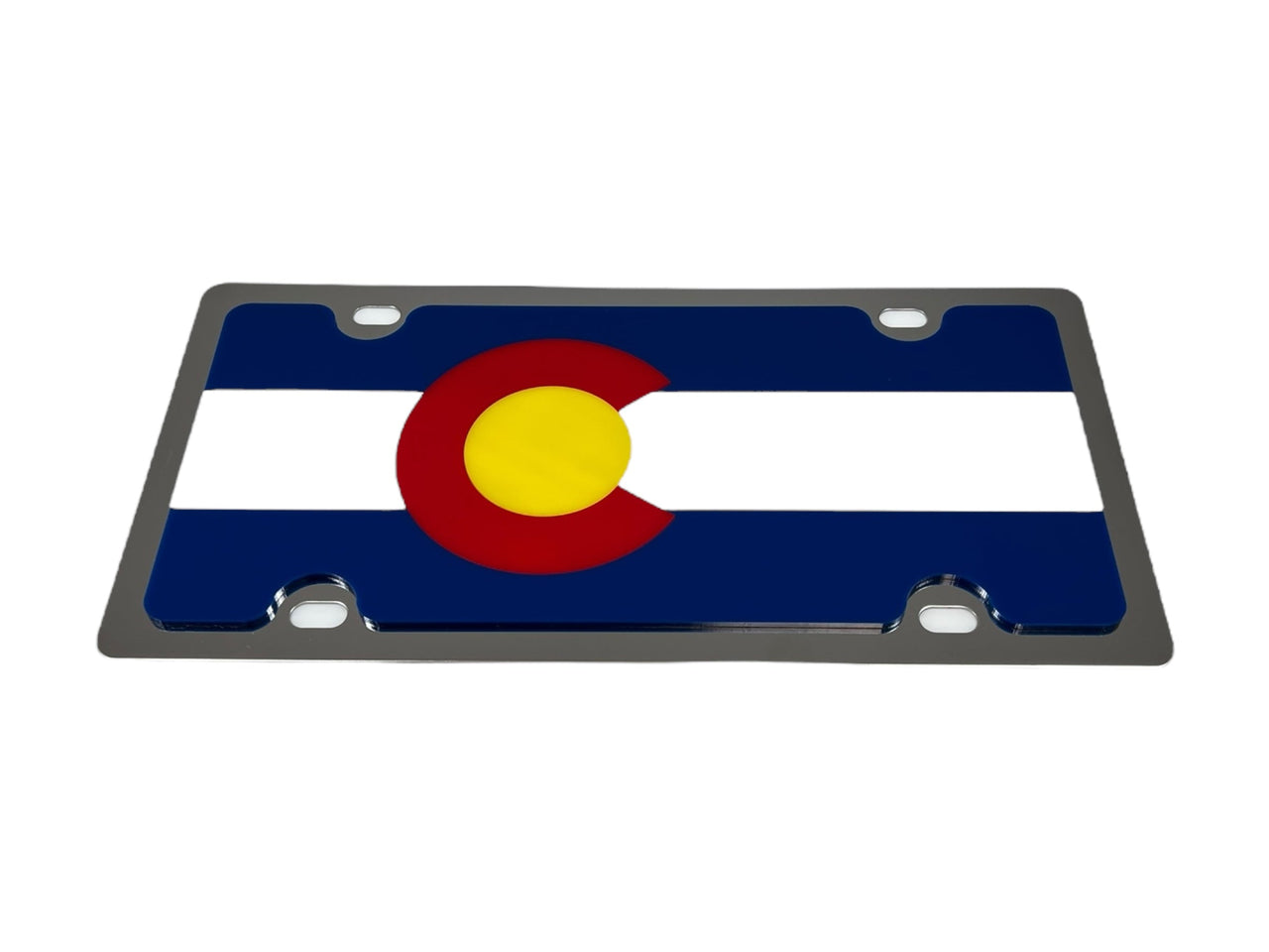 Colorado State Flag Stainless Steel License Plate