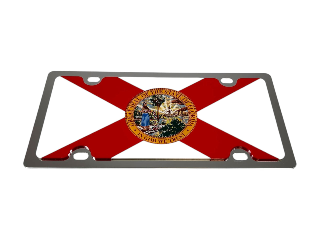 Florida State Flag Stainless Steel License Plate