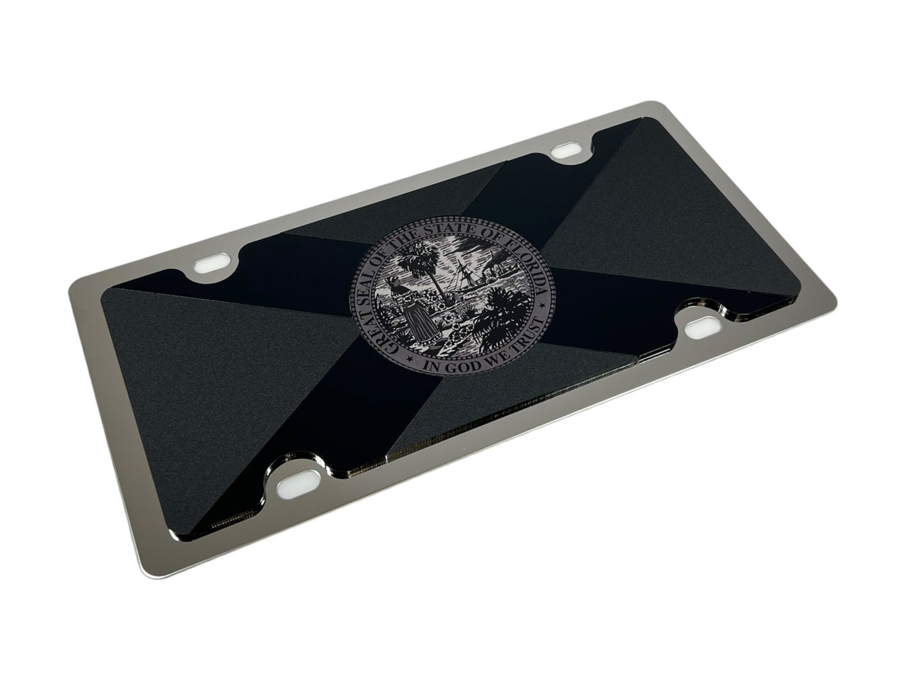 Florida State Flag Blacked Out Stainless Steel License Plate