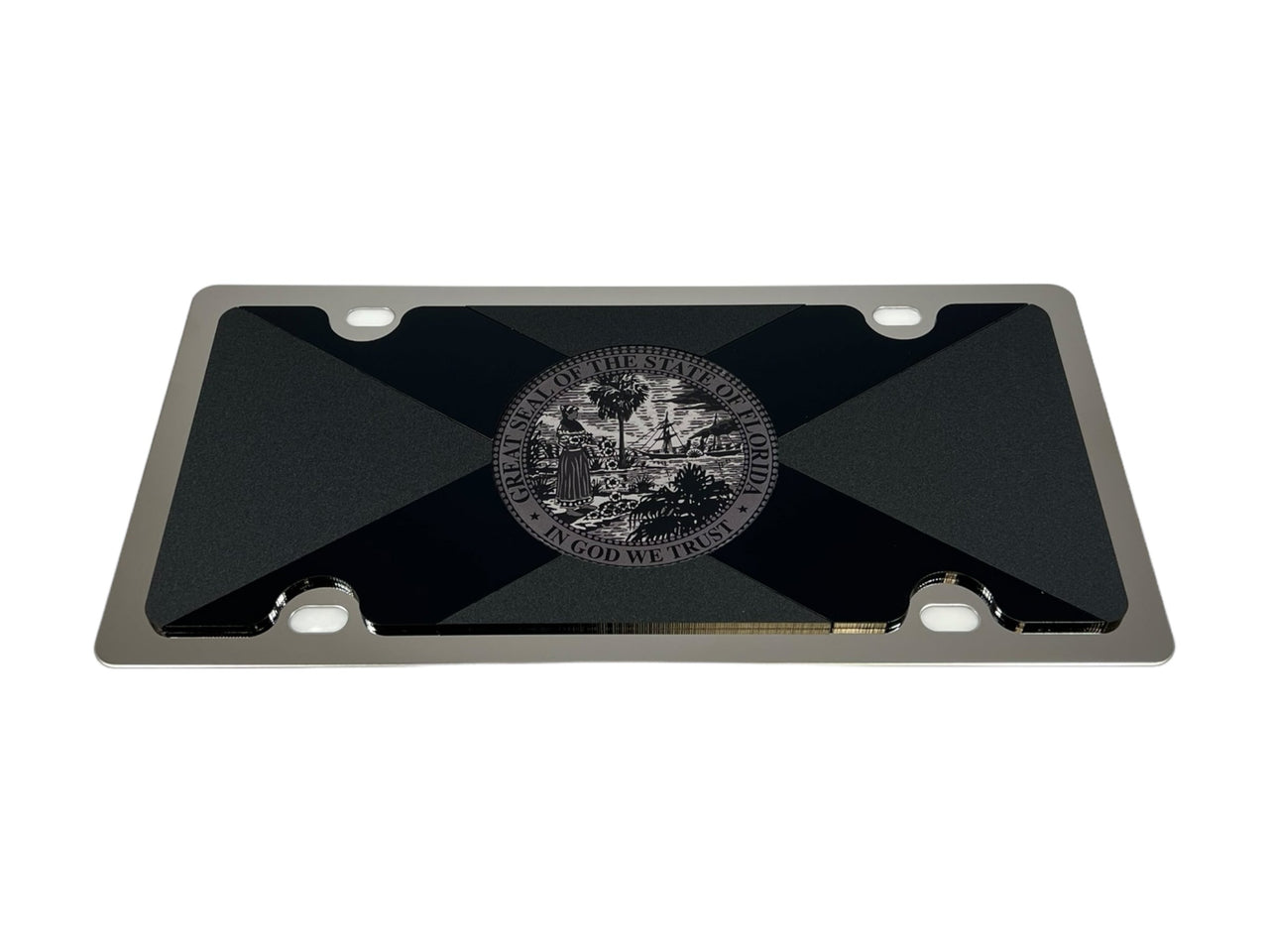 Florida State Flag Blacked Out Stainless Steel License Plate