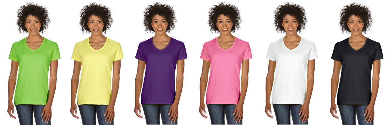 Oldsmobile Script Ladies Short sleeve V-neck Gildan T-shirt