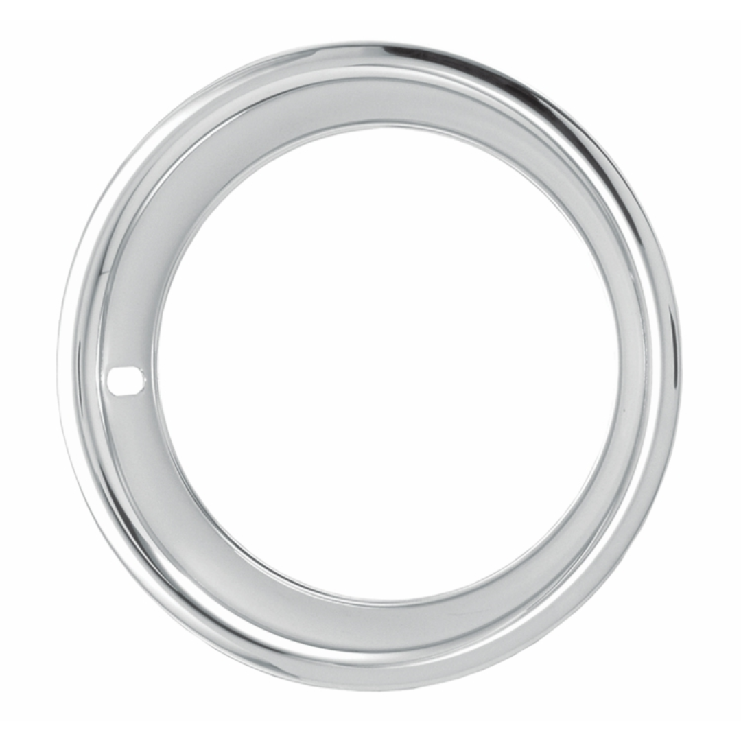 14" Deep Dish Triple Chrome Plated Stainless Trim Ring Set 2.5" Wide - With Stepped Edge GM