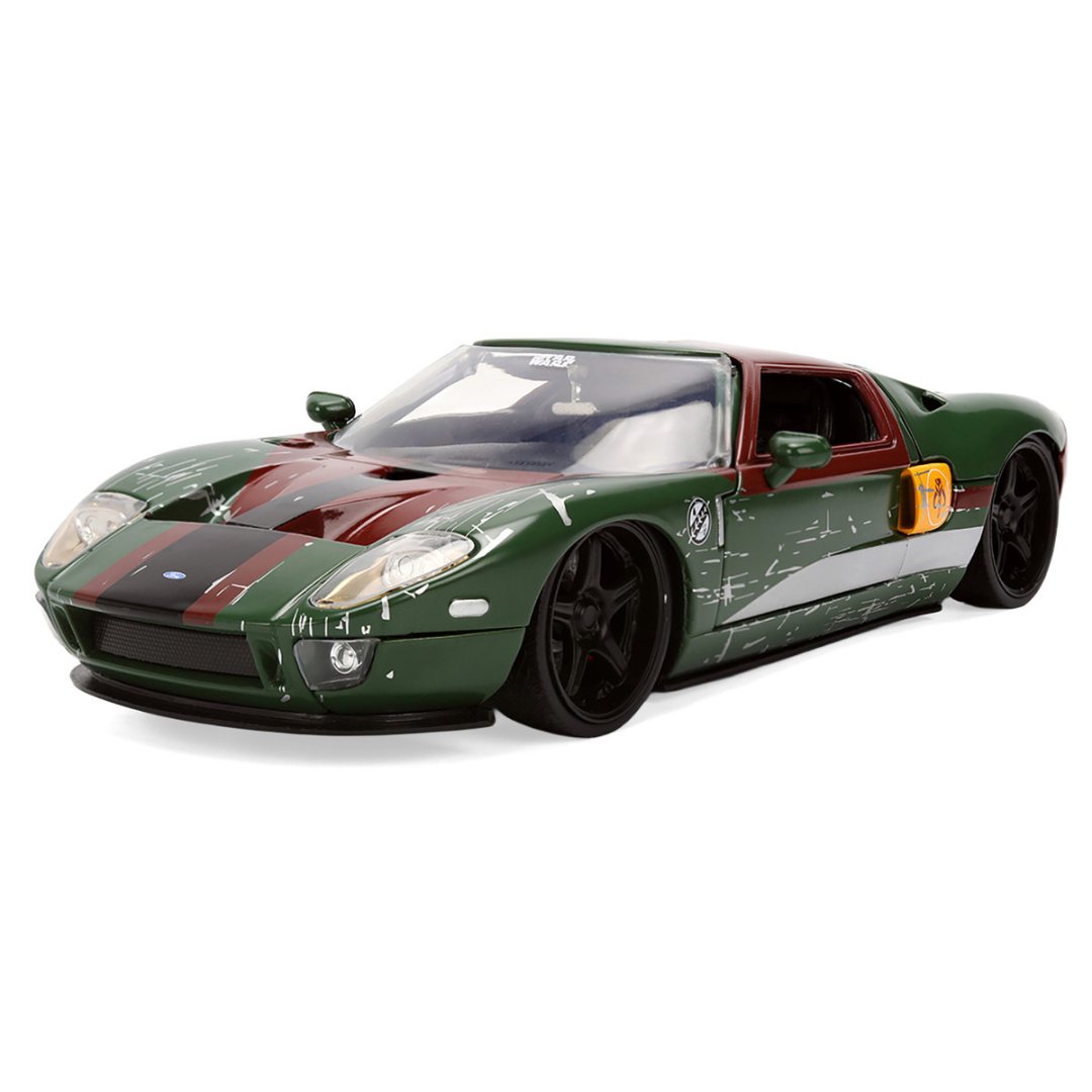 2005 Ford GT Green (Weathered) with Graphics and Boba Fett Figure "Star Wars" Franchise "Hollywood Rides" Series 1/24 Diecast Model Car