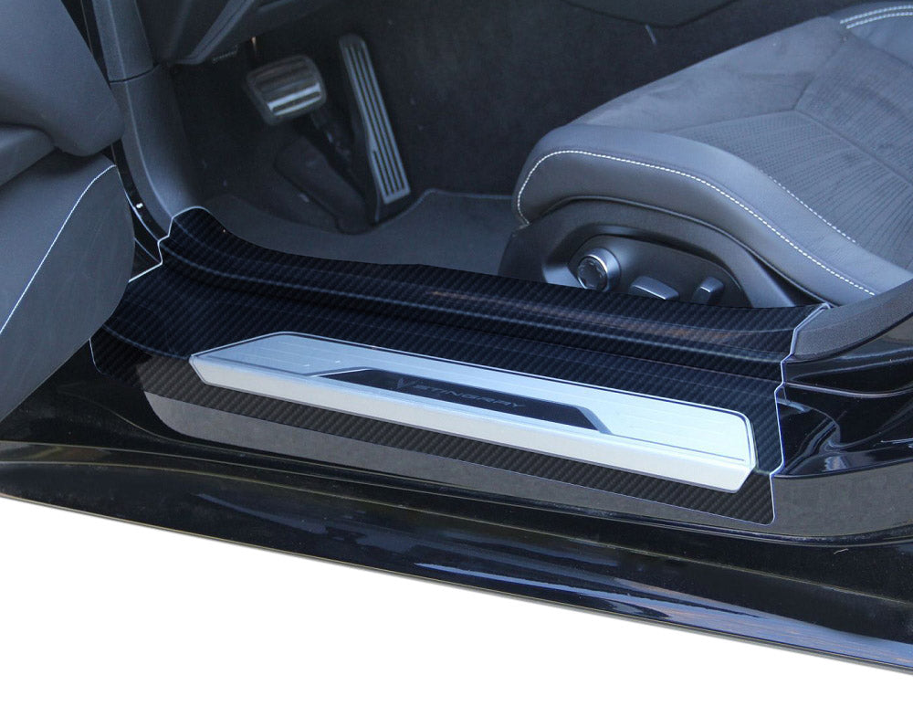 Hydro-Carbon-Fiber-Door-Sill-Guards-W/Cut-Out---Matte-Clear-201358-Corvette-Store-Online