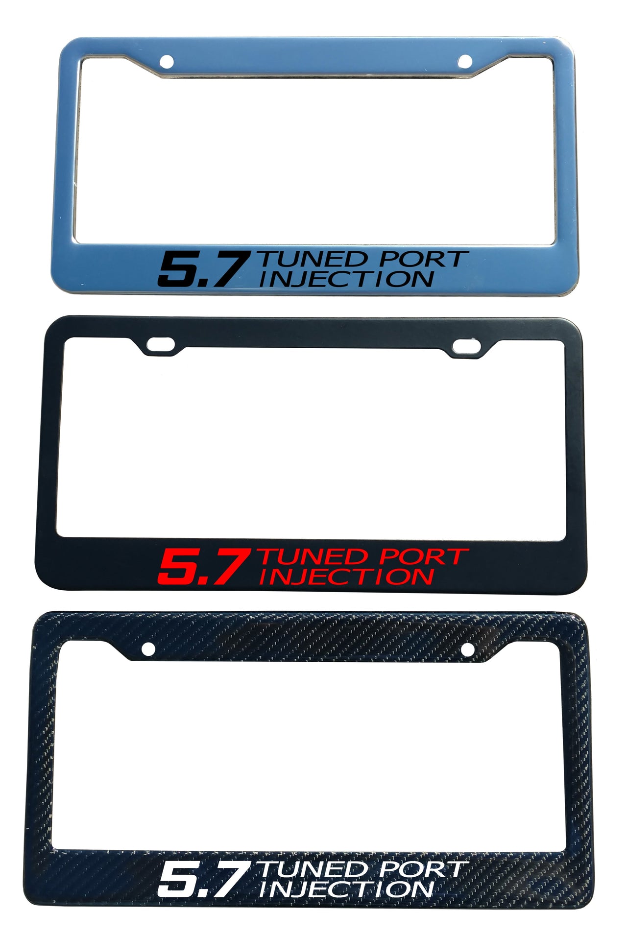 Black-License-Plate-Frame---w/-57-Tuned-Port-Injection-Decal-Gloss-Red-202838-Corvette-Store-Online