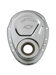 Small-Block-Chrome-Timing-Chain-Cover---Chevrolet-&-Bowtie-Embossed-204278-Corvette-Store-Online