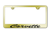 Gold-License-Plate-Frame-W/Laser-Etched-Cursive-Lettering-204989-Corvette-Store-Online