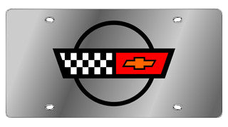 Mirror-Finished-License-Plate---C4-Crossed-Flags-211344-Corvette-Store-Online