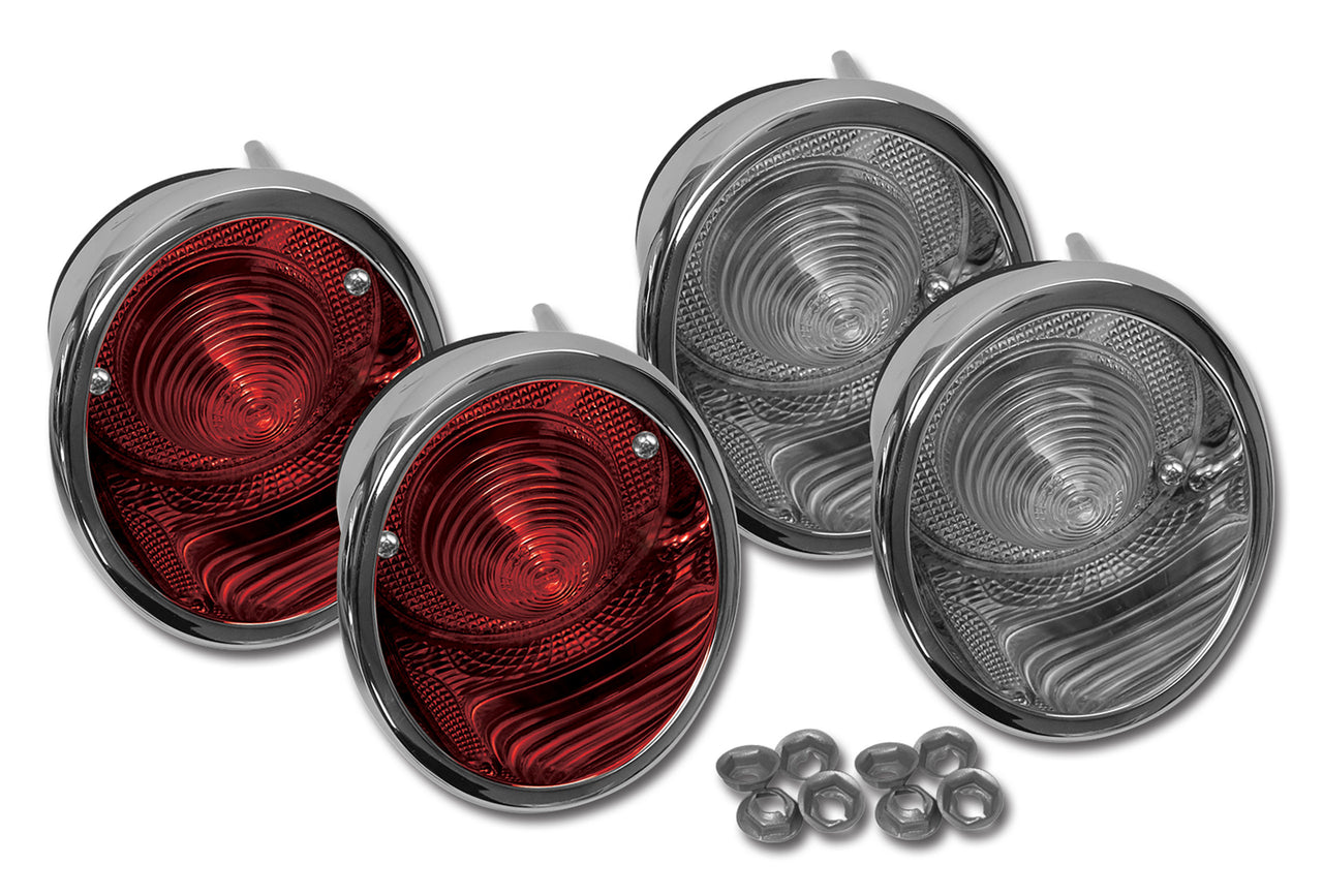 1963-1966 Corvette Tail Lights W/Backup Lights 4 Piece Set - Replacement - CA-57920-Corvette-Store-Online