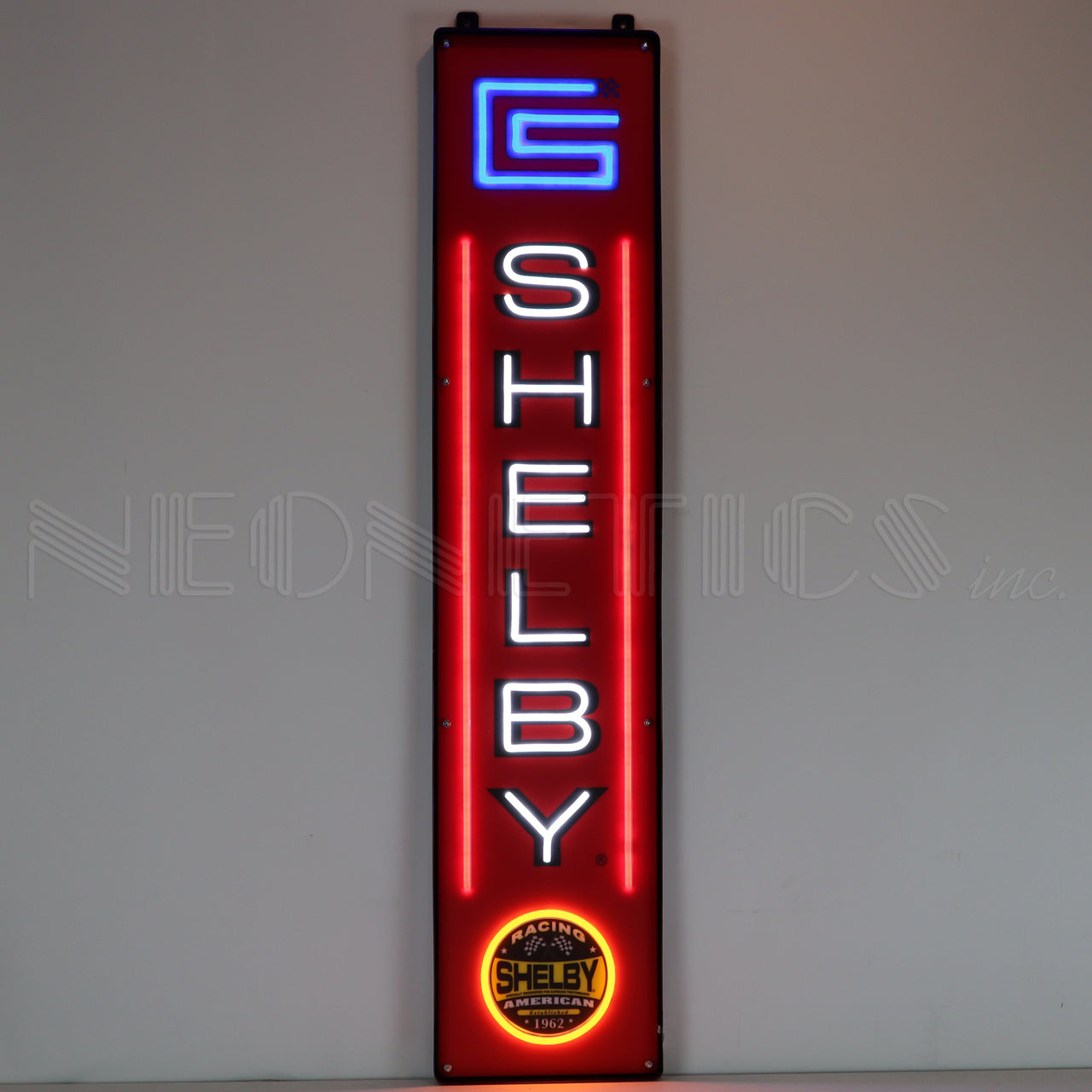SHELBY VERTICAL LED FLEX-NEON SIGN IN STEEL CAN