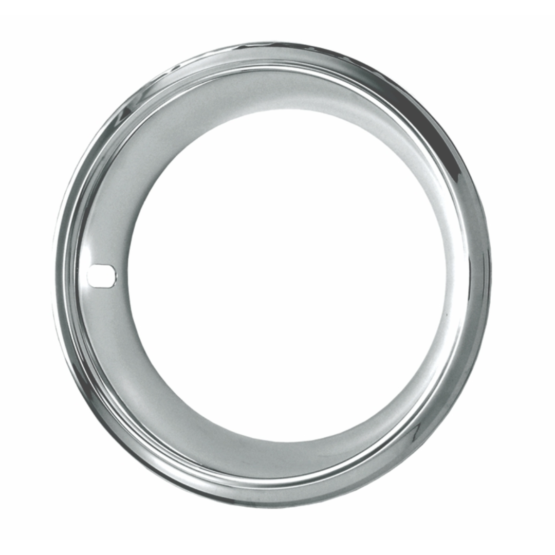 14" Deep Dish Triple Chrome Plated Stainless Trim Ring Set 2.5" Wide - With Stepped Edge GM