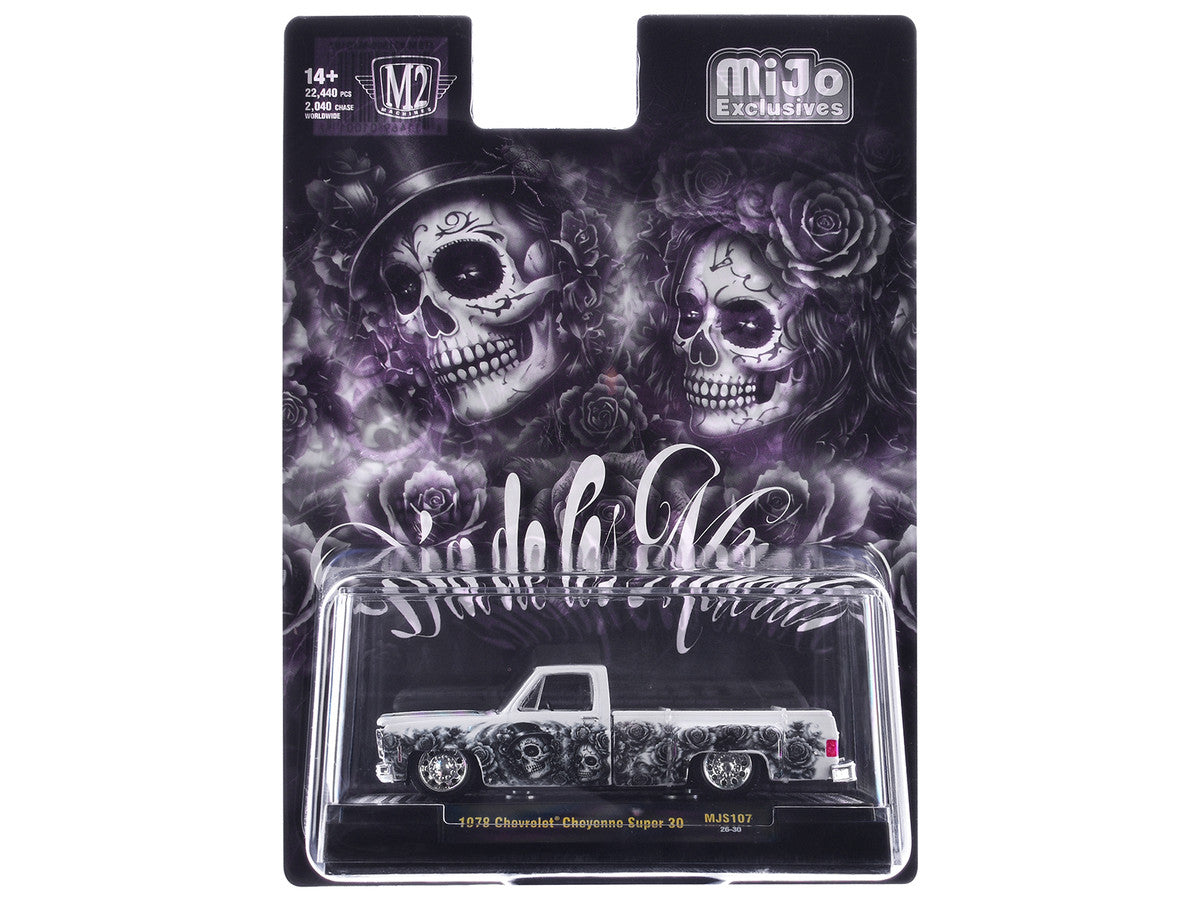 1978 Chevrolet Cheyenne Super 30 Pickup Truck "Dia De Los Muertos" White with Graphics Limited Edition to 10560 pieces Worldwide 1/64 Diecast Model Car