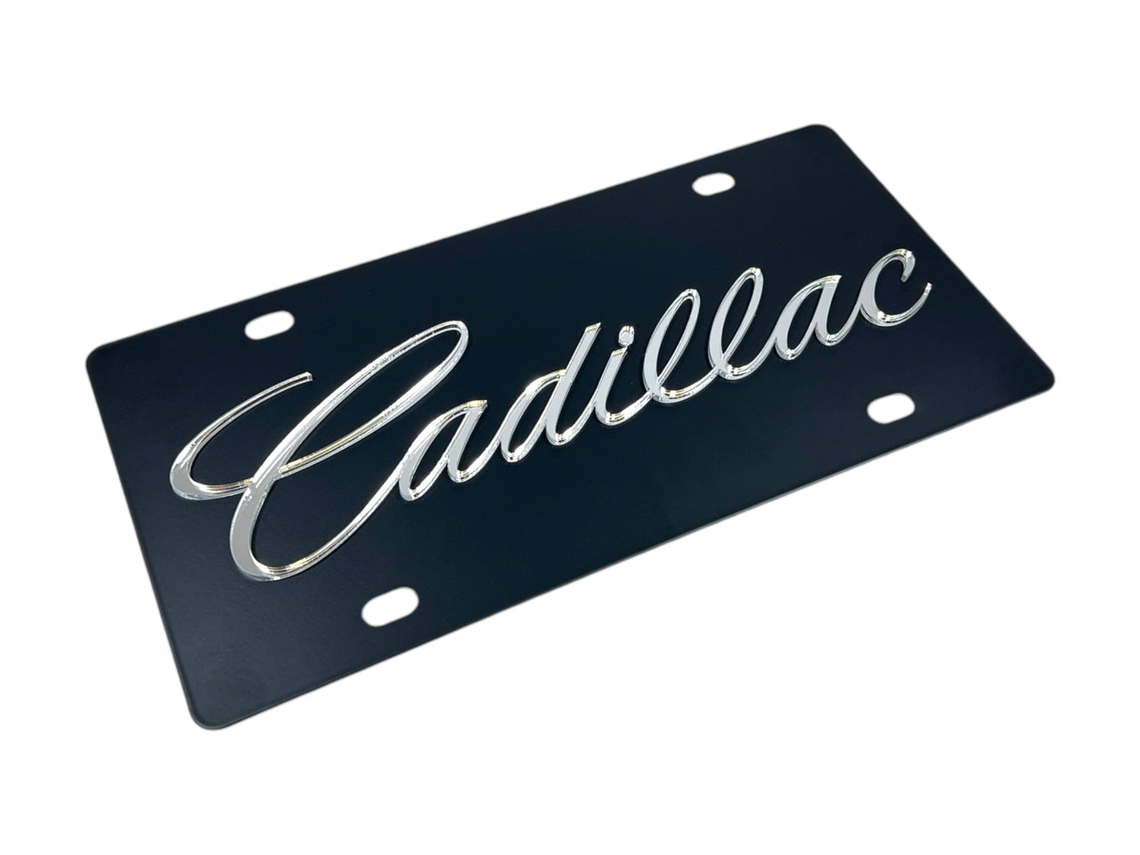 Cadillac Script Carbon Steel License Plate
