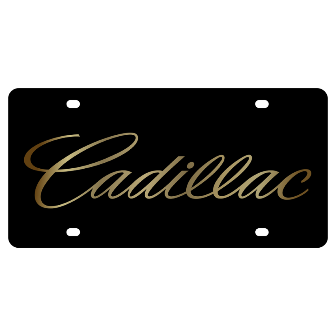 Cadillac Script Carbon Steel License Plate