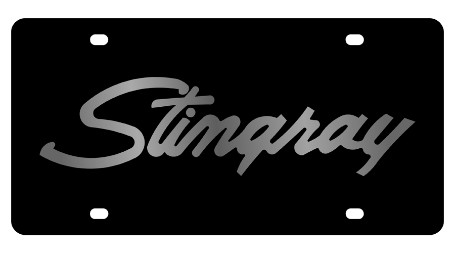 Chevrolet Corvette Stingray Script Carbon Steel License Plate