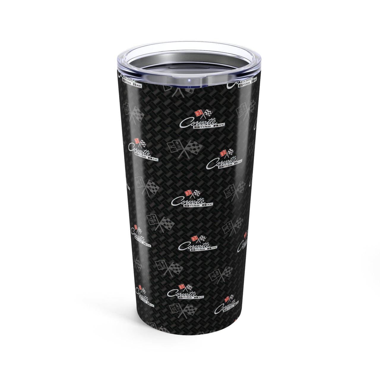 Corvette C2 Logo Toss  Pattern Carbon Tumbler 20oz | Retro Car Lover Travel Cup, Gift for Him, Car Enthusiast, Father's Day, Road Trip