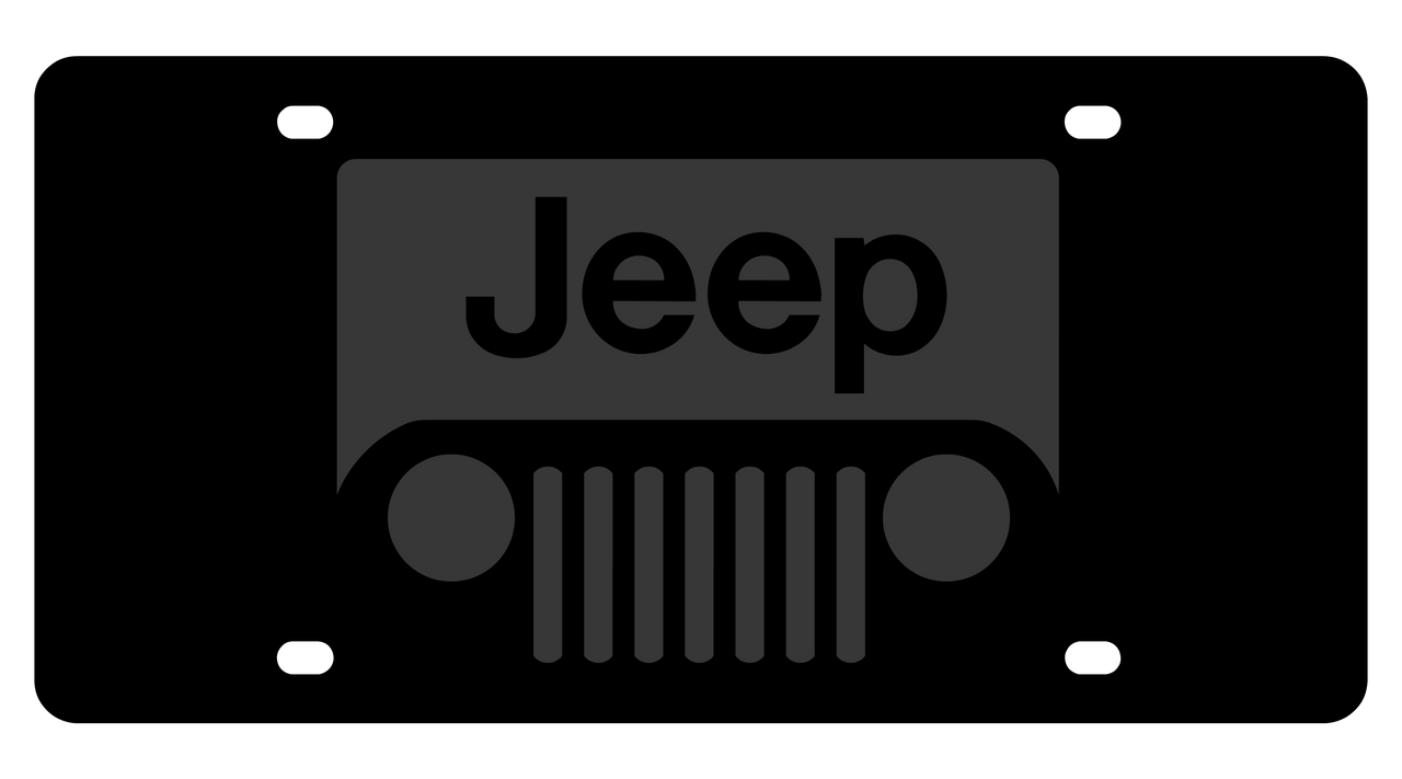 Blacked Out Jeep Grill Carbon Steel License Plate